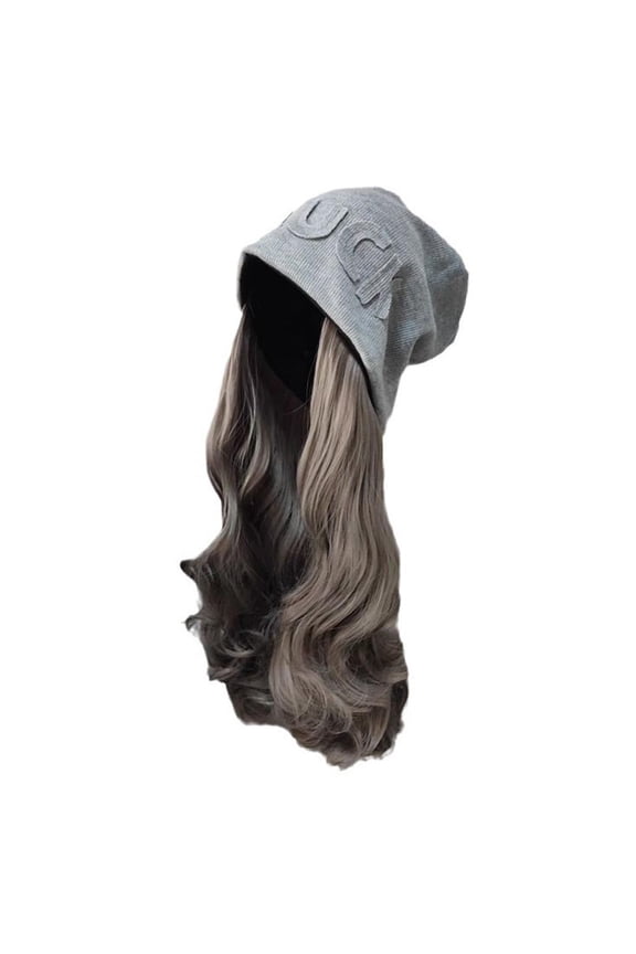 Women Girls Bucket Caps with Long Curly Wavy Hair Wigs Hat Wig Cold