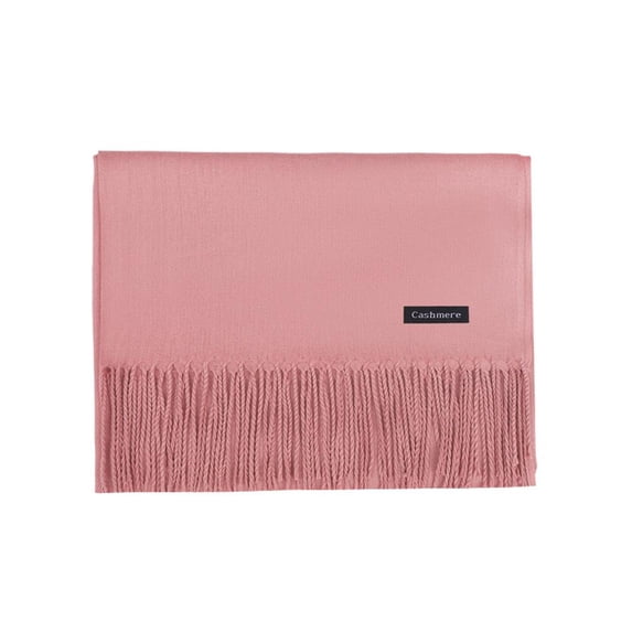 12Baby Pink E New Autumn And Winter Long Tassel Warm Scarf Solid Color Shawl Allmatch Style
