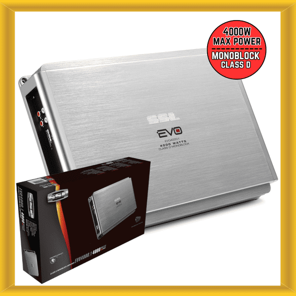 SSL EVO Series EVO4000.1 4000W Max Power Monoblock Class D Car Audio Amplifier