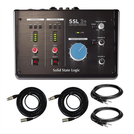 SSL SSL2+ Interface Bundle with 2 ProCo XLR Cables & 2 TRS Cables