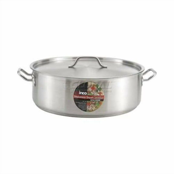 SSLB-15, 15-Quart Stainless Steel Brazier Pan with Cover, Silver