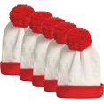 thumbnail image 1 of SSLR Adult Beanie Hat Christmas Beanie Hat Red White Knitted Pompom Cuff, 1 of 6