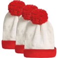 thumbnail image 1 of SSLR Adult Beanie Hat Christmas Beanie Hat Red White Knitted Pompom Cuff, 1 of 6
