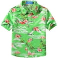 thumbnail image 1 of SSLR Big Boys Flamingos Hawaiian Shirt Button Down Shirt Short Sleeve Luau Shirt for Kids, 1 of 8