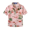 thumbnail image 1 of SSLR Big Boys Flamingos Hawaiian Shirt Button Down Shirt Short Sleeve Luau Shirt for Kids, 1 of 8