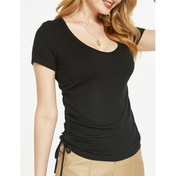 SSLR Deep V Neck T Shirts for Womens Slim Fit Short Sleeve T Shirts Tops