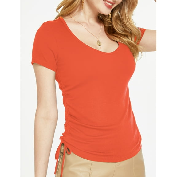 SSLR Deep V Neck T Shirts for Womens Slim Fit Short Sleeve T Shirts Tops