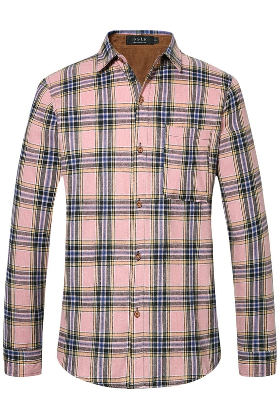 Flannel Shirt for Men Long Sleeve Button Down Shirt Plaid Casual Jacket