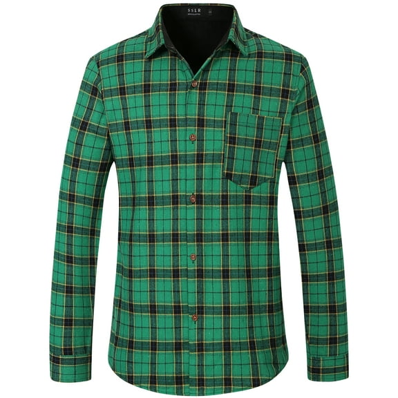SSLR Flannel Shirt for Men Long Sleeve Button Down Shirt Plaid Casual Jacket
