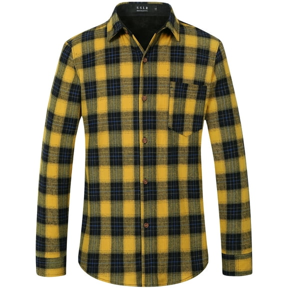 SSLR Flannel Shirt for Men Long Sleeve Button Down Shirt Plaid Casual Jacket