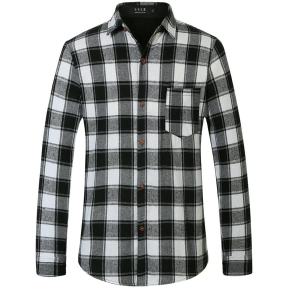 SSLR Flannel Shirt for Men Long Sleeve Button Down Shirt Plaid Casual Jacket