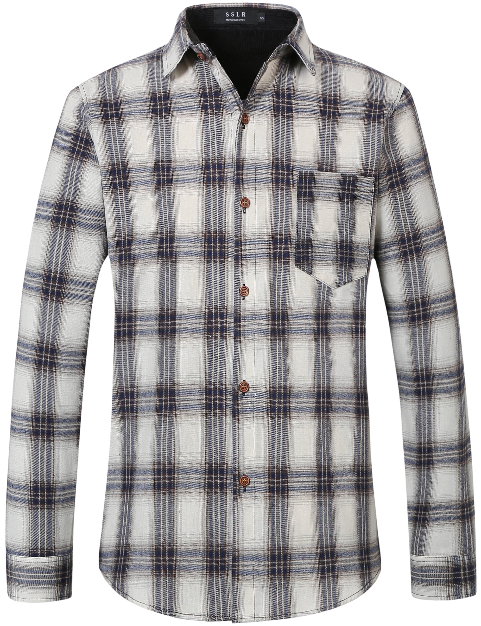 YYDGH Flannel Shirt for Men Long Sleeve Casual Button-Down Regular Fit  Plaid Shirts Casual Slim Fit Warm Lapel Jackets Khaki XXL