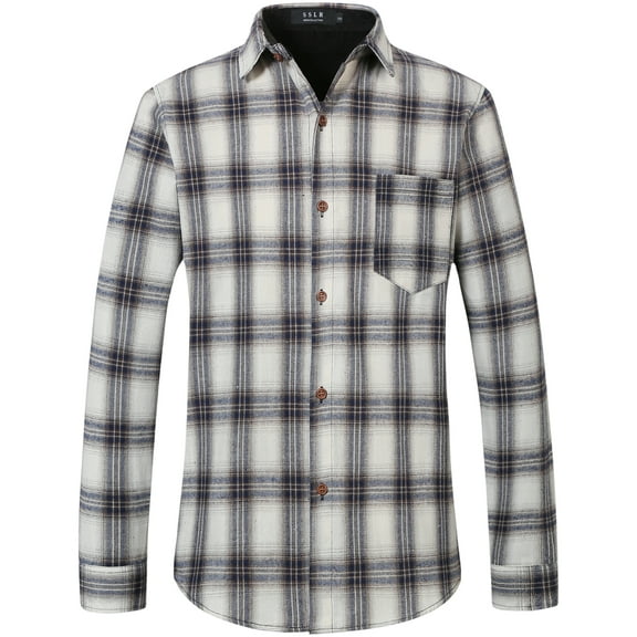 SSLR Flannel Shirt for Men Long Sleeve Button Down Shirt Plaid Casual Jacket
