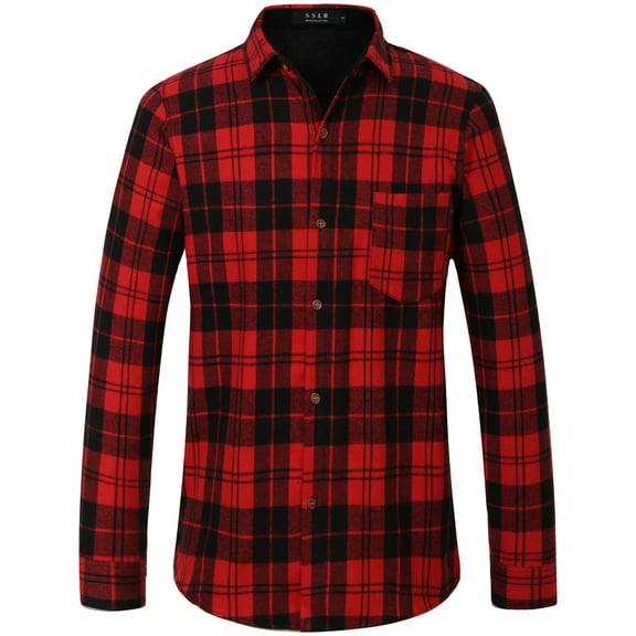 SSLR Flannel Shirt for Men Long Sleeve Button Down Shirt Plaid Casual Jacket
