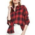 thumbnail image 1 of SSLR Flannel Shirts for Women Long Sleeve Button Down Shirts Plaid Lightweight Casual, 1 of 8