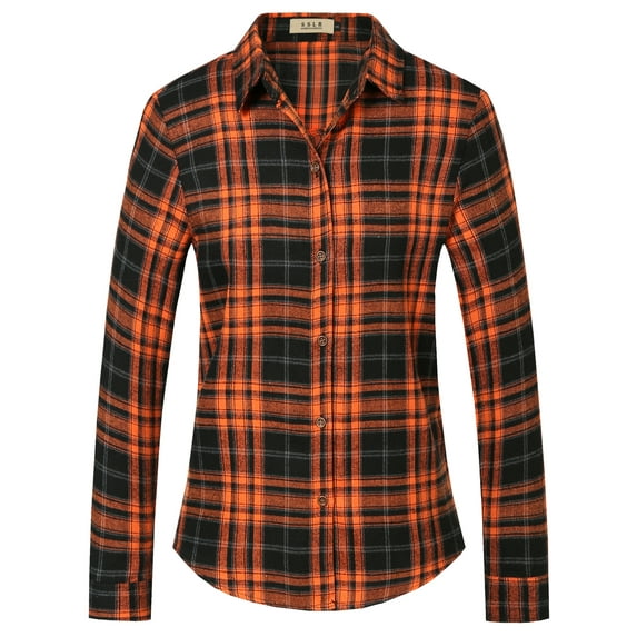 SSLR Flannel Shirts for Women Long Sleeve Button Down Shirts Plaid Lightweight Casual