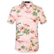 SSLR Hawaiian Shirt for Men Flamingo Short Sleeve Casual Button Down Shirts Summer Beach Shirt