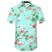SSLR Hawaiian Shirt for Men Flamingo Short Sleeve Casual Button Down Shirts Summer Beach Shirt