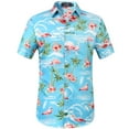 thumbnail image 1 of SSLR Hawaiian Shirt for Men Flamingo Short Sleeve Casual Button Down Shirts Summer Beach Shirt, 1 of 8