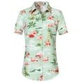 thumbnail image 1 of SSLR Hawaiian Shirt for Women Flamingo Short Sleeve Casual Button Down Shirts Beach Aloha Tops, 1 of 8