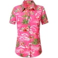 thumbnail image 1 of SSLR Hawaiian Shirt for Women Flamingo Short Sleeve Casual Button Down Shirts Beach Aloha Tops, 1 of 8