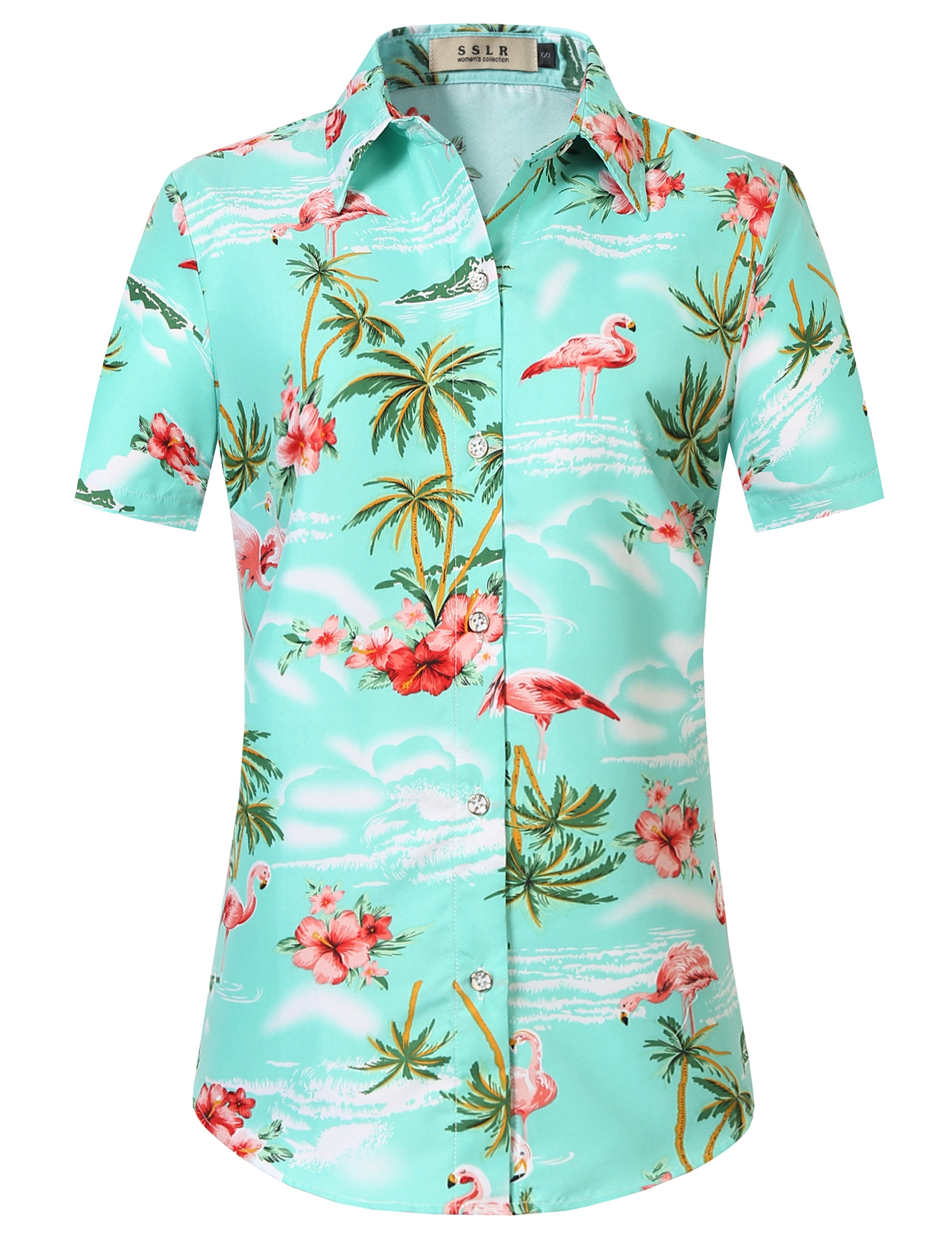 SSLR Men's Hawaiian Shirt - Cotton Button-Down Short Sleeve Casual Shirt With Tropical Print - View #7