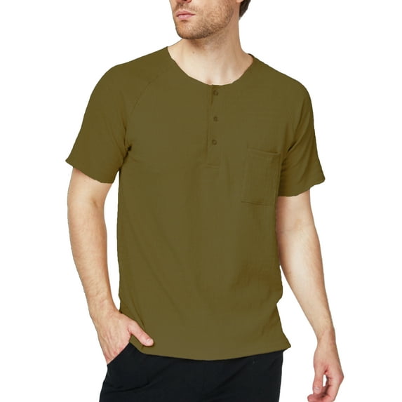 SSLR Henley Shirts for Men Crewneck Waffle Short Sleeve T Shirts Casual Tee Shirts