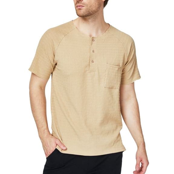 SSLR Henley Shirts for Men Crewneck Waffle Short Sleeve T Shirts Casual Tee Shirts