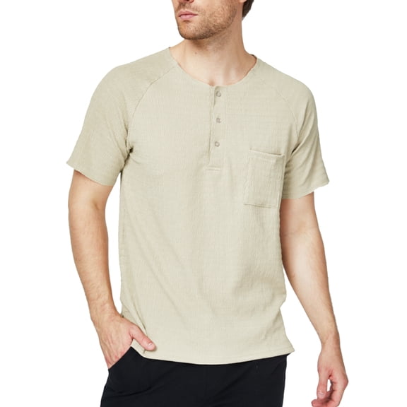 SSLR Henley Shirts for Men Crewneck Waffle Short Sleeve T Shirts Casual Tee Shirts