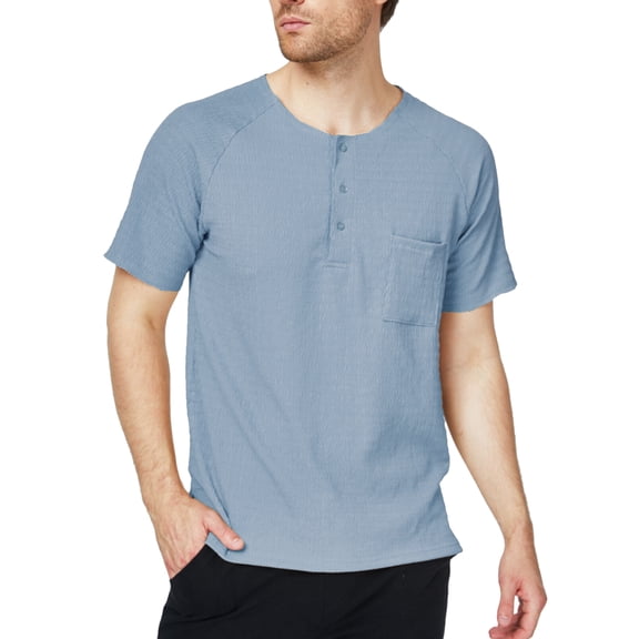 SSLR Henley Shirts for Men Crewneck Waffle Short Sleeve T Shirts Casual Tee Shirts