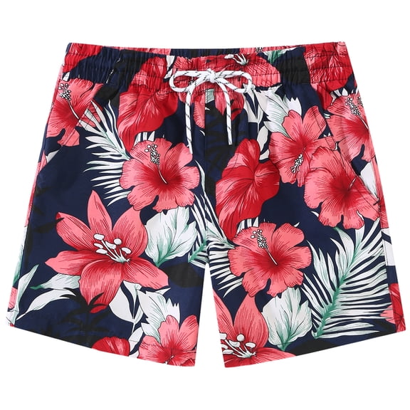 SSLR Kids Boys Swim Trunks Hawaiian Casual Beach Shorts Quick Dry Board Shorts Swimwear Bathing Suits