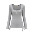 thumbnail image 1 of SSLR Long Sleeve T Shirts for Women Slim Fitted Square Neck Tops Casual Lightweight, 1 of 8