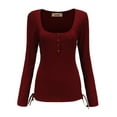 thumbnail image 1 of SSLR Long Sleeve T Shirts for Women Slim Fitted Square Neck Tops Casual Lightweight, 1 of 6