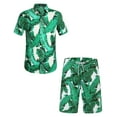 thumbnail image 1 of SSLR Men Hawaiian Shirt + Shorts Suits Casual Short Sleeve Button Down Beach Shirt Sets, 1 of 7