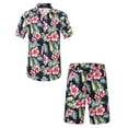 thumbnail image 1 of SSLR Men Hawaiian Shirt + Shorts Suits Casual Short Sleeve Button Down Beach Shirt Sets, 1 of 7