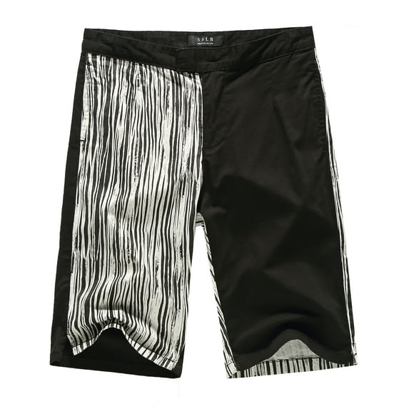 SSLR Men's Color Block Striped Flat Front Casual Shorts Pants