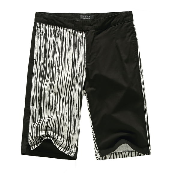 SSLR Men's Color Block Striped Flat Front Casual Shorts Pants