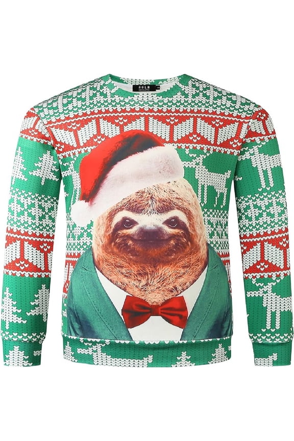 Men's Funny Xmas Holiday Crew Neck Ugly Christmas Sweatshirt Pullover