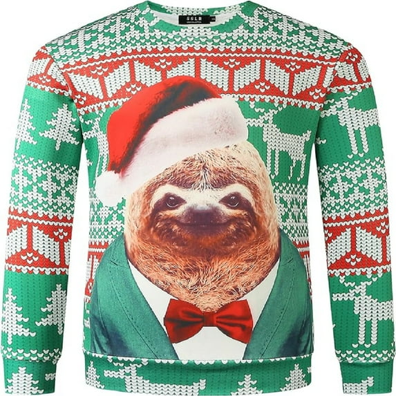 SSLR Men's Funny Xmas Holiday Crew Neck Ugly Christmas Sweatshirt Pullover