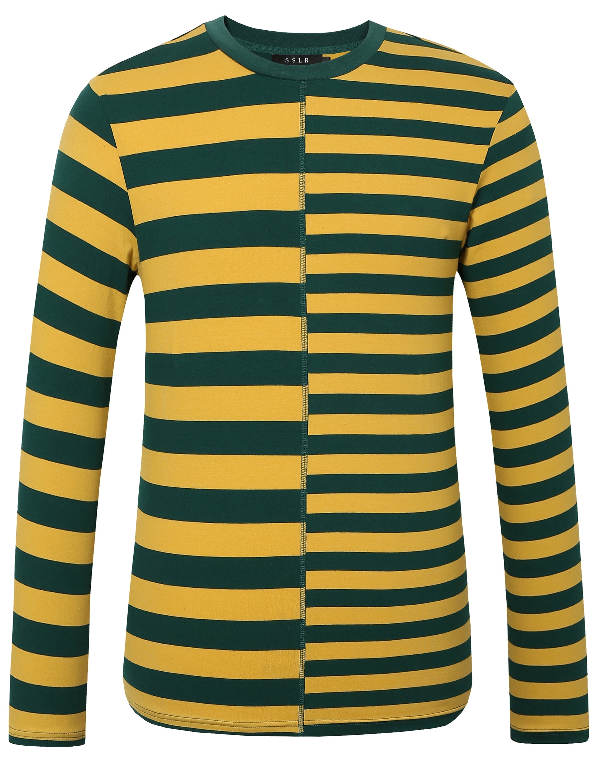 SSLR Men's Long Sleeve Striped Shirts T shirt Casual Crewneck