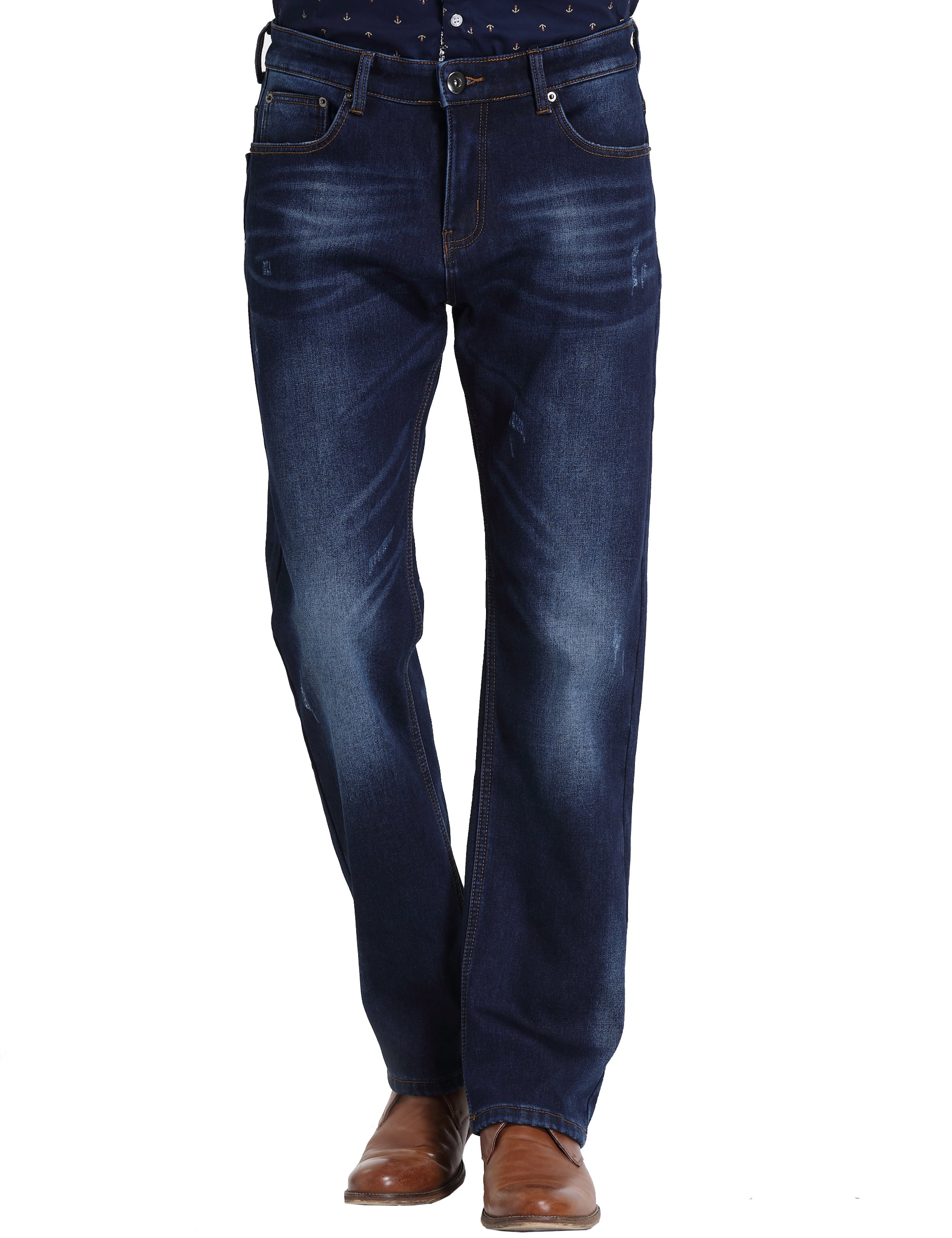 SSLR Men s Regular Fit Straight Leg Thermal Fleece Lined Jeans Pants Warm Denim Walmart