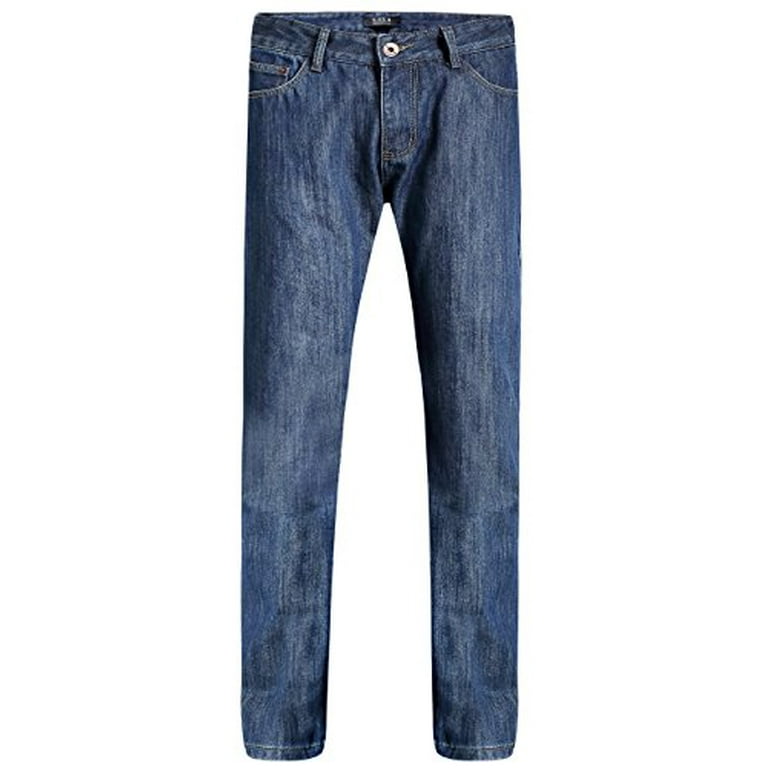 Mens Winter Thermal Jeans Fleece Lined Denim Pants Fit Straight Long  Trousers 