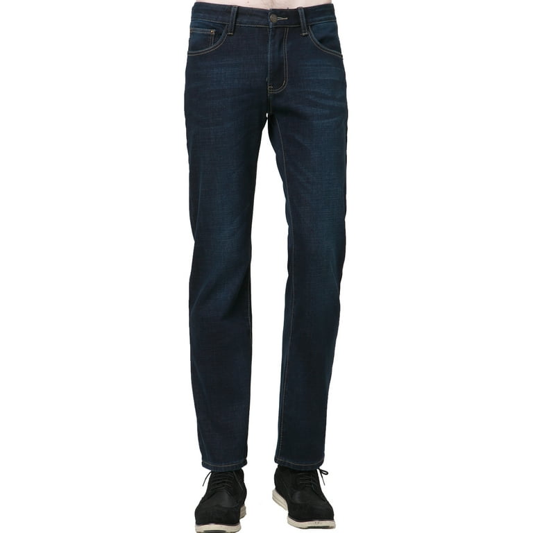 SSLR Men's Regular Fit Straight Leg Thermal Fleece Lined Jeans Pants Warm  Denim