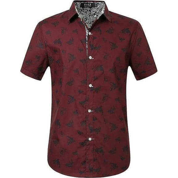 SSLR Mens Casual Button Down Shirts Printed Short Sleeve Shirts