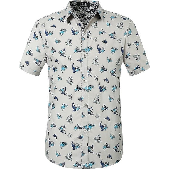 SSLR Mens Casual Button Down Shirts Printed Short Sleeve Shirts