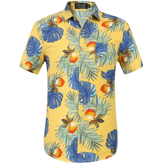 SSLR Mens Casual Button Down Shirts Short Sleeve Aloha Hawaiian Shirts