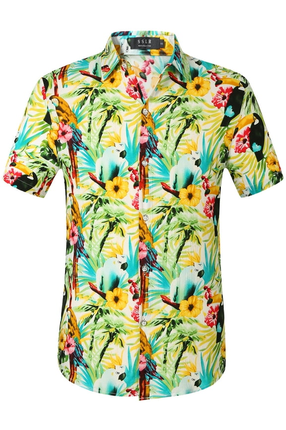 Mens Casual Button Down Shirts Short Sleeve Hawaiian Shirts Beach Shirts