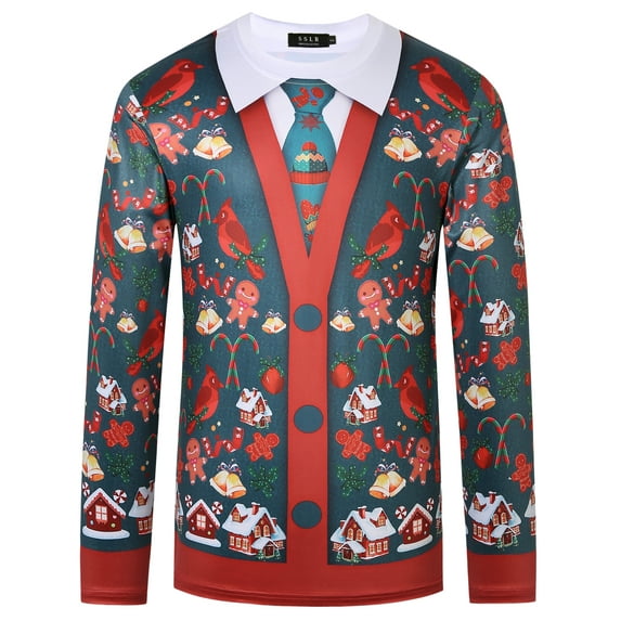 SSLR Mens Crewneck Santa Claus Ugly Christmas T-Shirt Xmas Tee Holiday Party