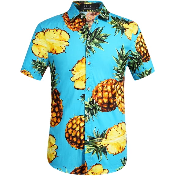 SSLR Mens Hawaiian Shirt Beach Shirts Tropical Shirts Short Sleeve Casual Button Down Shirts