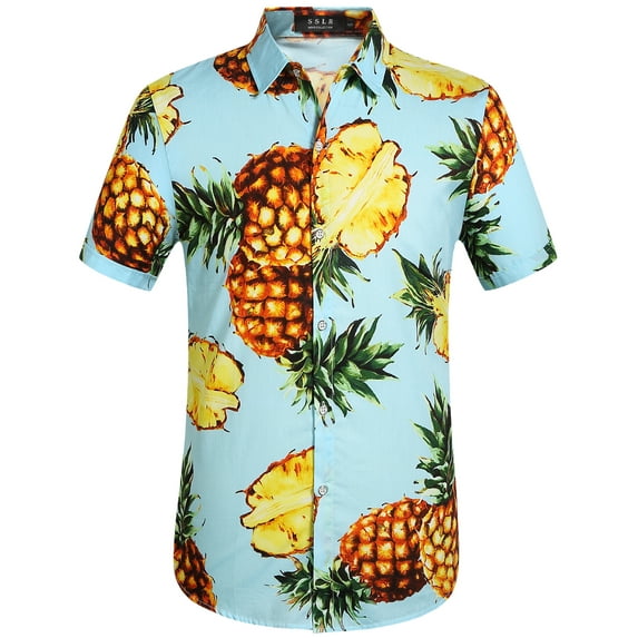 SSLR Mens Hawaiian Shirt Beach Shirts Tropical Shirts Short Sleeve Casual Button Down Shirts